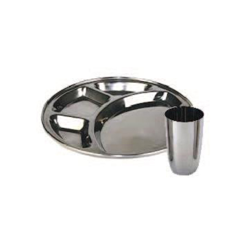 Stainless Steel Round Thali & Glass